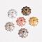 Alloy Bead Caps Enamel Settings, Multi-Petal Flower, Mixed Color, 7.5x2mm, Hole: 1.5mm
