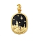 Brass Micro Pave Cubic Zirconia Pendants, with Enamel, Oval with House, Long-Lasting Plated, Cadmium Free & Lead Free, Rack Plating, Real 18K Gold Plated, 23.5x16x2.5mm, Hole: 4.5mm