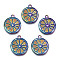 Rainbow Color Alloy Pendants Enamel Settings, Cadmium Free & Nickel Free & Lead Free, Flat Round, 23x20x1.5mm, Hole: 1.8~2mm