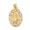 Rack Plating Brass with Cubic Zirconia Pendants, Long-Lasting Plated, Lead Free & Cadmium Free, Religion Pattern Charms, Real 18K Gold Plated, 22.5x16x2.5mm, Hole: 4x3.5mm