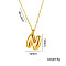 304 Stainless Steel Chunky Initial Pendant Necklaces, Real 18K Gold Plated, Letter N, 15.75 inch(40cm)