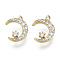 Brass Micro Pave Clear Cubic Zirconia Charms, Nickel Free, Moon & Star, Real 18K Gold Plated, 9.5x8x2mm, Hole: 0.6mm