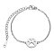 Tarnish Resistant 201 Stainless Steel Link Bracelets, with Cable Chains and Lobster Claw Clasps, Flat Round with Dog Paw Prints, Stainless Steel Color, 6-1/8 inch~6-7/8 inch(15.5~17.5cm), 1.5mm