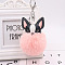 Imitation Rabbit Fur Furry Pom-Pom Keychain for Women, with Pu Leather Dog Pendant Keychain, Light Coral, 16x8cm