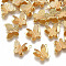 Brass Charms, Nickel Free, Butterfly, Textured, Real 18K Gold Plated, 8.5x10.5x4~4.5mm, Hole: 0.9mm