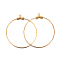 304 Stainless Steel Pendants, Hoop Earring Findings, Ring, Golden, 21 Gauge, 44x40x1.5mm, Hole: 1mm, Inner Size: 38x39mm, Pin: 0.7mm