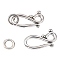 Tibetan Style Alloy Hook and Eye Clasps, Lead Free, Cadmium Free and Nickel Free, teardrop, Antique Silver, Hook: 12x20.5mm, Eye: 7.5mm, Hole: 5mm