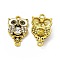 Alloy Rhinestone Connector Charms, Owl Charms, with Enamel, Antique Golden, White, 25x15x4.5mm, Hole: 2mm