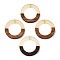 Walnut Wood & Luminous Glow in the Dark Resin Pendants, Ring Charms, PapayaWhip, 28x3.5mm, Hole: 2mm