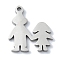 Non-Tarnish 304 Stainless Steel Charms, Laser Cut, Couple Charm, Stainless Steel Color, 14.5x13x1mm, Hole: 1.2mm
