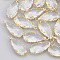 Brass Glass Pendants, Faceted, teardrop, Clear, Real 18K Gold Plated, 24x10.5x5mm, Hole: 2mm
