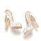 Alloy Enamel Stilettos Pendants, Cadmium Free & Lead Free, with Rhinestone, High-heeled Shoes, Light Gold, Creamy White, 17.5x14x6mm, Hole: 2mm