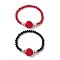 2Pcs 2 Colors Flower Resin & Faceted Glass Beaded Stretch Bracelets, Halloween Skull Synthetic Turquoise Bracelets for Women, Mixed Color, Inner Diameter: 2-1/4 inch(5.7cm), 1pc/color