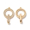 Brass Micro Pave Clear Cubic Zirconia Fold Over Clasps, Ring with Oval, Real 18K Gold Plated, 26.5mm, Ring: 16x14x1.5mm, Oval: 14x6x2.5mm, Hole: 1mm
