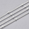 Brass Curb Chains, Satellite Chains, with Spool, Soldered, Cadmium Free & Nickel Free & Lead Free, Silver Color Plated, 2x1.5x0.4mm, about 49.21 Feet(15m)/roll