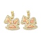 Brass Micro Pave Clear Cubic Zirconia Pendants, Cadmium Free & Lead Free, with Synthetic Opal, Real 18K Gold Plated, Horse, 20x19x2.7mm, Hole: 5x3.5mm