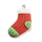 Christmas Theme Opaque Resin Pendants, with Platinum Tone Iron Loops, Christmas Socking, 32.5x21.5x6mm, Hole: 2mm