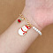 Christmas Jewelry, Alloy Enamel Charm Bracelets for Women, with Plastic Imitation Pearl, Snowman