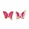 Glass Connector Charms, with Brass Findings, Cadmium Free & Nickel Free & Lead Free, Butterfly, Fuchsia, 21x26x4mm, Hole: 1.5mm