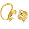 2Pcs Alloy Oval & Cross Cuff Rings, Golden, Inner Diameter: Adjustable