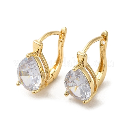 Серьги-кольца из золотой латуни с микропаве из циркония EJEW-C073-05B-G-1