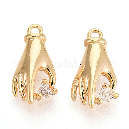 Латунные микропаве прозрачные подвески с фианитом KK-T078-06G-02-1