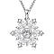 Fashion Popular Brass Cable Chain Snowflake Cubic Zirconia Pendant Necklace, Christmas Jewelry, Silver Color Plated, 18 inch