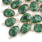 Synthetic Malachite Links connectors, with Brass Findings, Nickel Free, Faceted, teardrop, Golden, 27.5x14.5~15x6~6.5mm, Hole: 2mm