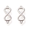 Brass Links Connectors, Long-Lasting Plated, Infinity, Real Platinum Plated, 16.5x6.5x1.5mm, Hole: 1mm
