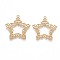 Brass Links connectors, Real 18K Gold Plated, Star, 26x25x1.5mm, Hole: 1mm