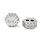 Brass Clear Cubic Zirconia Beads, Cadmium Free & Nickel Free & Lead Free, Gear, Platinum, 6.8x7x3mm, Hole: 1.4mm