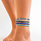 5Pcs Bohemian Style Glass Seed Rondelle Beaded Stretch Anklets for Women, Royal Blue, 9-7/8 inch(250mm)