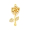 Brass Micro Pave Clear Cubic Zirconia Pendants, Flower, Real 18K Gold Plated, 31x14x6mm, Hole: 1.2mm