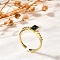 Rectangle Brass Glass Cuff Rings for Women, Cadmium Free & Lead Free, Long-Lasting Plated, Rack Plating, Golden, Rectangle: 7.5x4.5mm, Adjustable