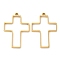 304 Stainless Steel Open Back Bezel Cross Pendants, For DIY UV Resin, Epoxy Resin, Pressed Flower Jewelry, Real 18K Gold Plated, 39.5x27.5x3mm, Hole: 2.2mm, Inner Diameter: 34x25mm
