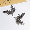 Brass Micro Pave Clear Cubic Zirconia Wing Pins, for Baroque Pearl Making, Gunmetal, 30x23mm