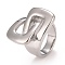 Non-Tarnish 304 Stainless Steel Interlocking Rectangle Chunky Ring for Men Women, Stainless Steel Color, US Size 6 1/4(16.7mm)~US Size 9(18.9mm)