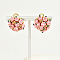 Plastic 3D Flower Hoop Earrings with Cubic Zirconia, Real 18K Gold Plated Alloy Earrings, Pink, 20mm