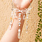 Wire Wrapped Glass Pendant Decorations, Hanging Suncatchers, with Metal Wing Link and Natural Quartz Crystal Chip, for Home Garden Decorations, Mushroom, Clear, 220mm