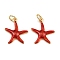 Brass Enamel Starfish Pendants, Sea Animal Charms, with Jump Rings, Golden, Rack Plating, Cadmium Free & Lead Free, Long-Lasting Plated, Red, 17.5x15.5x2.5mm, Hole: 3.4mm