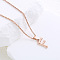 Stainless Steel Letter Pendant Necklaces for Women Men, Rose Gold, Letter F
