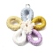 Polyester Pendants, Flower, with Platinum Jump Ring, Mixed Color, 56x59x10mm, Hole: 5mm