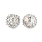 Flower Brass Micro Pave Clear Cubic Zirconia Bead Caps, Long-Lasting Plated, Cadmium Free & Lead Free, Rack Plating, Platinum, 16.5x16.5x5mm, Hole: 2.5mm