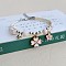 Cute Cartoon Alloy Enamel Multi-strand Charm Bracelets, Adjustable Wax Cord Handmade Porcelain Beads Jewlery for Girls, Flower, 5-7/8 inch(15cm)