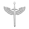 Non-Tarnish 304 Stainless Steel Pendants, Sword with Wing Charm, Stainless Steel Color, 41x35mm