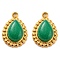 Natural Chalcedony 304 Stainless Steel Teardrop Charms, Golden, 14x10x5mm, Hole: 1.5mm