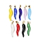 Handmade Lampwork with Brass Pendants, Horn of Plenty Charms, Mixed Color, 26.5x6.5x6.5mm, Hole: 5x3.5mm