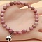 Fashion Natural Rhodochrosite Beads Stretch Bracelets, Alloy Heart Charms Bracelets without Paper Card