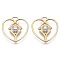 Brass Micro Pave Cubic Zirconia Pendants, Nickel Free, Heart, Clear, Real 18K Gold Plated, 24.5x23.5x4.5mm, Hole: 3mm