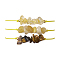 3Pcs 3 Styles Gemstone Braided Bead Bracelets, with Brass Beads, Chip, Inner Diameter: 2-7/8 inch(7.3cm), 1pc/style